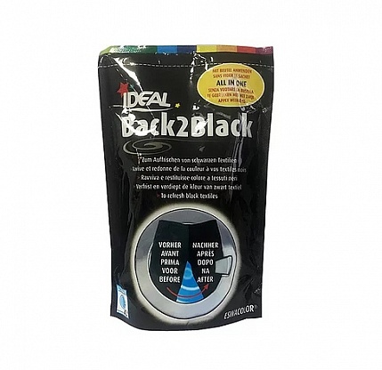 Краска для одежды IDEAL Back2Black «Все в Одном» для восстановления цвета черной одежды, 400 г.