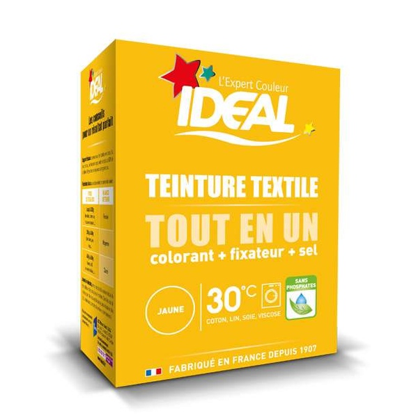 Краска для одежды IDEAL MINI «Все в Одном» для окрашивания одежды и тканей, желтая, 230 г.