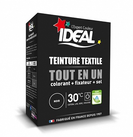 Краска для одежды IDEAL MINI «Все в Одном» для окрашивания одежды и тканей, черная, 230 г.