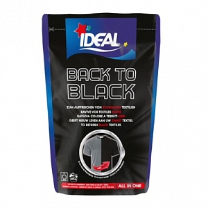 Краска для окрашивания одежды и тканей IDEAL Back2Black «Все в Одном» для восстановления цвета черной одежды, 400 г.